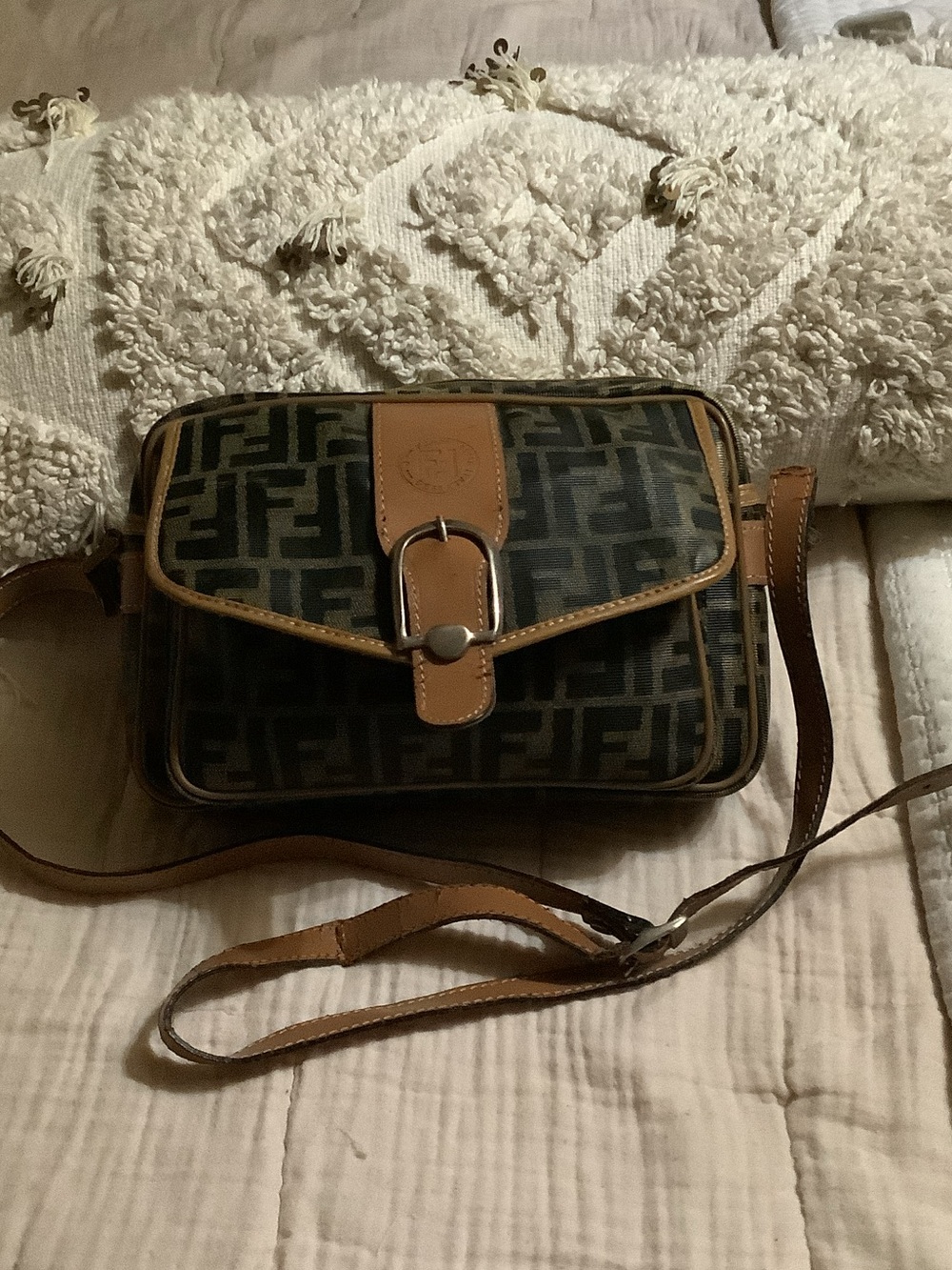 Fendi Monogram Crossbody Bag in Brown and Black